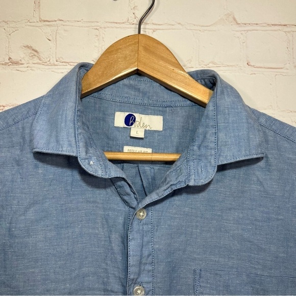 Boden Linen Polo Shirt Mens Large Blue Button Collared Regular Fit Summer - Picture 3 of 10